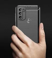 RRTBZ Carbon Fiber Hybrid Armor Shock Proof TPU Back Case Cover Compatible for Motorola Moto G71 5G -Black-thumb4