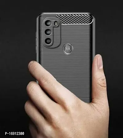 RRTBZ Carbon Fiber Hybrid Armor Shock Proof TPU Back Case Cover Compatible for Motorola Moto G71 5G -Black-thumb5