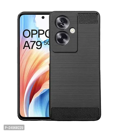 Stylish Silicon Back Cover Compatible For Oppo A79 5G -Black-thumb0