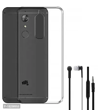 RRTBZ Transparent Soft Silicone TPU Flexible Back Cover Compatible for Micromax HS2 / Micromax Canvas Infinity with Earphone