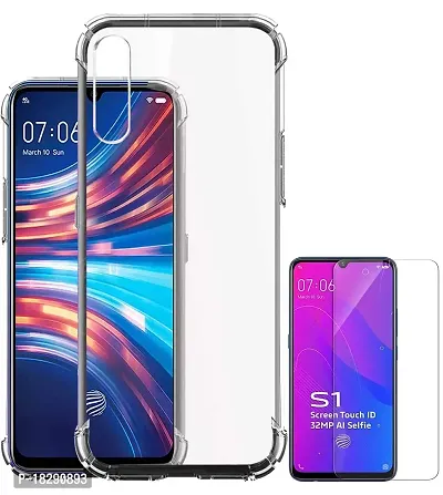 RRTBZ Silicon Transparent TPU Case Cover Compatible for Vivo S1 with Tempered Screen Guard