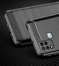 RRTBZ Carbon Fiber Armor Shock Proof TPU Back Case Cover Compatible for Infinix Hot 12 -Black-thumb3