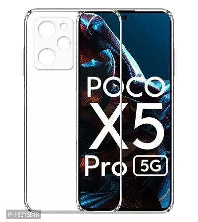 RRTBZ Soft Silicon Back Case Cover Compatible for Poco X5 Pro 5G (Transparent TPU)-thumb0