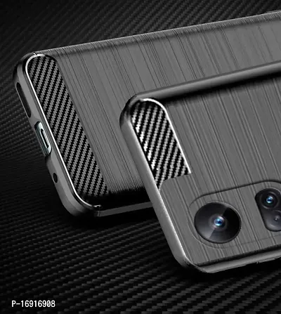 RRTBZ Carbon Fiber Armor Shock Proof TPU Back Case Cover for Realme 10 Pro+ 5G / Realme 10 Pro Plus -Black-thumb5