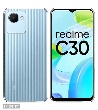 RRTBZ Transparent Soft Silicone TPU Flexible Back Cover Compatible for Realme C30 with Data Cable-thumb2