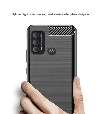 RRTBZ Carbon Fiber Hybrid Armor Shock Proof TPU Back Case Cover Compatible for Motorola Moto G60 / Moto G40 Fusion -Black-thumb3