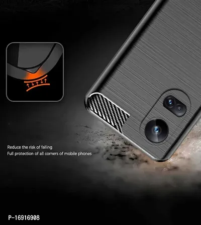 RRTBZ Carbon Fiber Armor Shock Proof TPU Back Case Cover for Realme 10 Pro+ 5G / Realme 10 Pro Plus -Black-thumb3