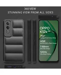 Oppo K12x Matte Soft Case Liquid Silicon Puff Case with Camera Protection Compatible for Oppo K12x 5G with Earphone and Screen Guard Black-thumb1