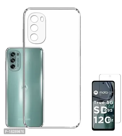 RRTBZ Transparent Soft Silicone TPU Flexible Back Cover Compatible for Motorola Moto G62 with Screen Guard