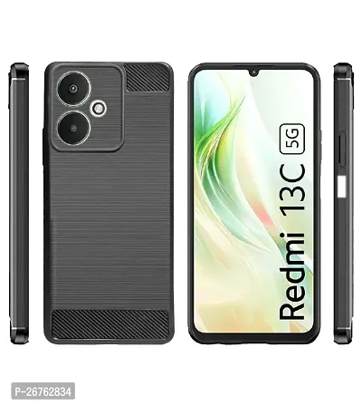 Classic Soft Armor Back Case Compatible For Poco M6 5G / Redmi 13C 5G , Black-thumb2