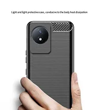 RRTBZ Carbon Fiber Armor Shock Proof TPU Back Case Cover Compatible for Vivo Y02 -Black-thumb4