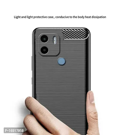 RRTBZ Carbon Fiber Hybrid Shockproof TPU Back Case Cover Compatible for Poco C50 -Black-thumb4