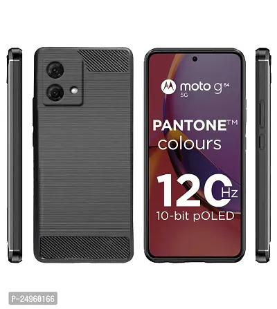 Stylish Silicon Back Cover Compatible For Motorola G84 5G/ Motorola Moto G84 -Black-thumb2