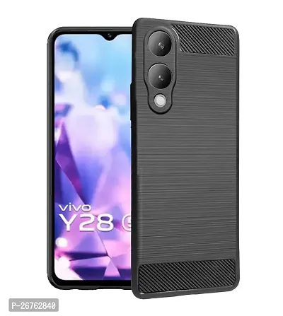 Classic Soft Armor Back Case Compatible For Vivo Y28 5G , Black