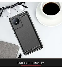 RRTBZ Carbon Fiber Armor Shock Proof TPU Back Case Cover Compatible for Vivo Y02 -Black-thumb3