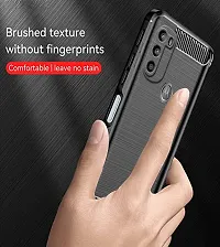 RRTBZ Carbon Fiber Hybrid Armor Shock Proof TPU Back Case Cover Compatible for Motorola Moto G71 5G -Black-thumb2