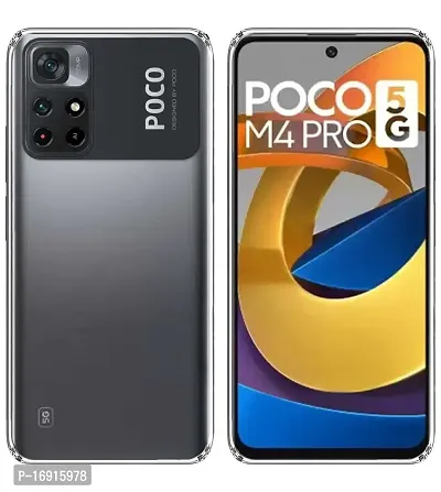 RRTBZ Transparent Soft Silicone TPU Back Cover Compatible for Poco M4 Pro-thumb2