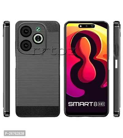 Classic Soft Armor Back Case Compatible For Infinix Smart 8 Hd , Black-thumb2