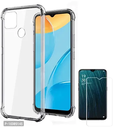 RRTBZ Back Cover Case Compatible for Oppo A15 Soft Silicone TPU Flexible Back Cover Compatible for Oppo A15 (Transparent) with Screen Guard