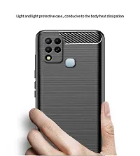 RRTBZ Carbon Fiber Armor Shock Proof TPU Back Case Cover Compatible for Infinix Hot 12 -Black-thumb4