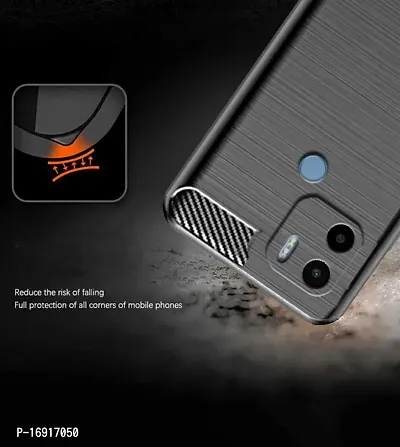 RRTBZ Carbon Fiber Hybrid Shockproof TPU Back Case Cover Compatible for Poco C50 -Black-thumb3