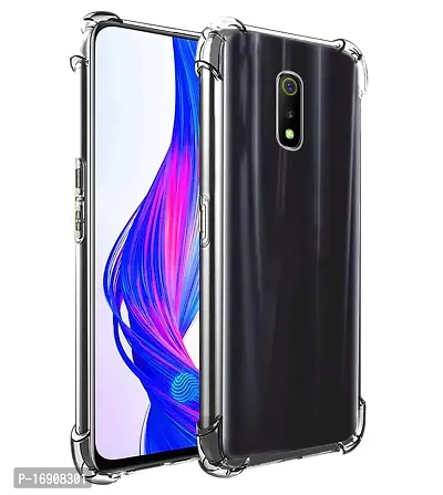 RRTBZ Soft Silicone Flexible Side Transparent Back Cover Compatible for Realme X