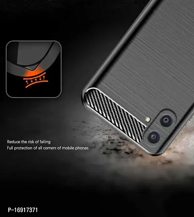 RRTBZ Carbon Fiber Hybrid Armor Shockproof TPU Back Case Cover Compatible for Samsung Galaxy M04/A04 -Black-thumb3