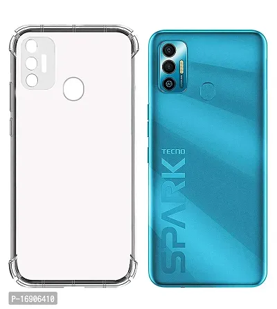 RRTBZ Soft Silicone Flexible Side Transparent Back Cover Compatible for Tecno Spark 7 / Spark 7T