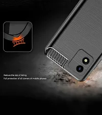 RRTBZ Carbon Fiber Shock Proof TPU Back Case Cover Compatible for Vivo Y01A /Vivo Y01 /Vivo Y15s with Screen Guard -Black-thumb2