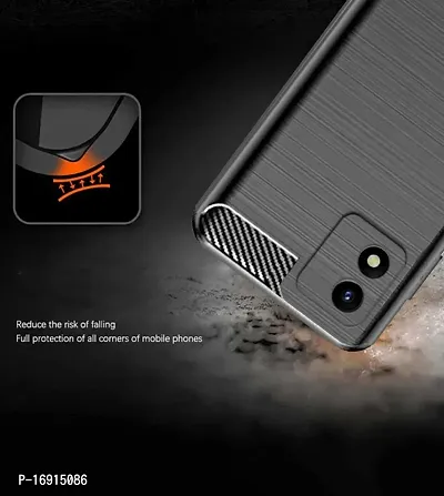 RRTBZ Carbon Fiber Shock Proof TPU Back Case Cover Compatible for Vivo Y01A /Vivo Y01 /Vivo Y15s with Screen Guard -Black-thumb3