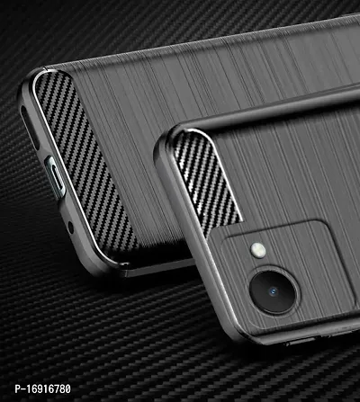 RRTBZ Carbon Fiber Hybrid Armor Shockproof TPU Back Case Cover Compatible for Realme C30 -Black-thumb5