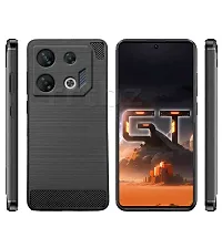 Stylish Silicon Back Cover Compatible For Infinix Gt 10 Pro -Black-thumb1