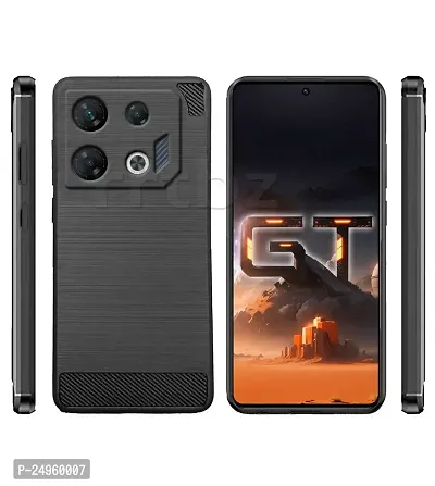 Stylish Silicon Back Cover Compatible For Infinix Gt 10 Pro -Black-thumb2