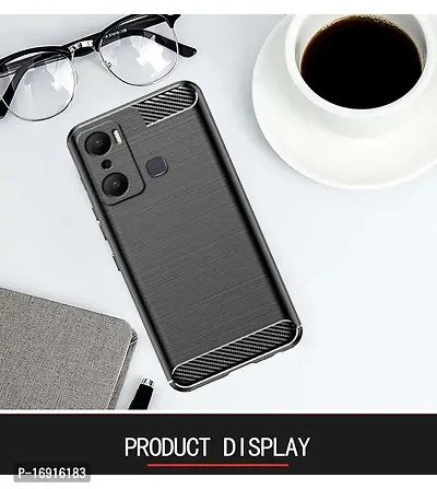 RRTBZ Carbon Fiber Shock Proof TPU Back Case Cover Compatible for Infinix Hot 20 Play -Black-thumb4