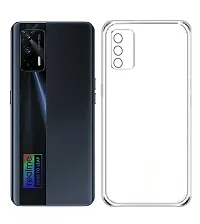 RRTBZ Transparent Soft Silicone TPU Flexible Back Cover Compatible for Realme X7 Max 5G with Data Cable-thumb1