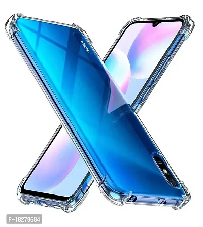 RRTBZ Transparent Soft Silicone TPU Flexible Back Cover Compatible for Xiaomi Redmi 9A with Data Cable and Screen Guard-thumb2