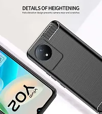 RRTBZ Carbon Fiber Armor Shock Proof TPU Back Case Cover Compatible for Vivo Y02 -Black-thumb2