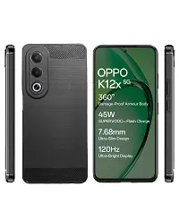 Oppo K12x Soft Flexible Hybrid Armor Back Case Compatible for Oppo K12x 5G with Earphone and Screen Guard Black-thumb1