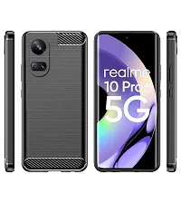 RRTBZ Carbon Fiber Armor Shock Proof TPU Back Case Cover for Realme 10 Pro+ 5G / Realme 10 Pro Plus -Black-thumb1