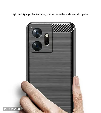 RRTBZ Carbon Fiber Hybrid Armor TPU Back Case Cover Compatible for Infinix Zero 20 -Black-thumb4