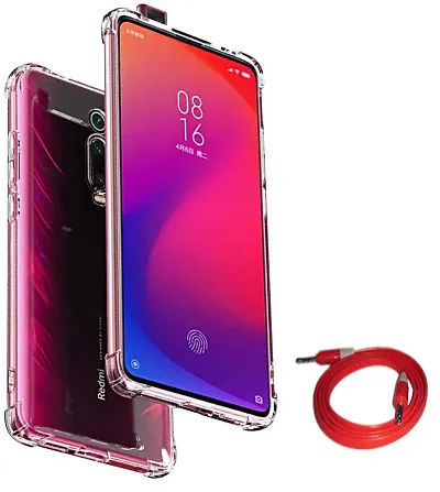 RRTBZ Transparent Soft Silicone TPU Flexible Back Cover Compatible for Xiaomi Redmi K20 Pro/Redmi K20 with Aux Cable