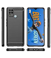 RRTBZ Carbon Fiber Armor Shock Proof TPU Back Case Cover Compatible for Infinix Hot 12 -Black-thumb1