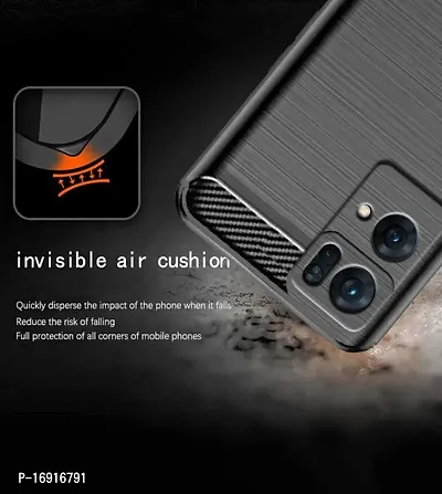 RRTBZ Carbon Fiber Hybrid Armor Shockproof TPU Back Case Cover for Oppo Reno7 Pro 5G / Reno 7 Pro -Black-thumb5