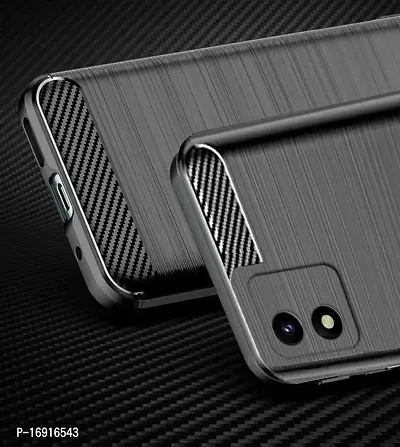 RRTBZ Carbon Fiber Armor Shock Proof TPU Back Case Cover Compatible for Vivo Y01 / Vivo Y15s -Black-thumb5