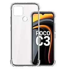 RRTBZ Transparent Soft Silicone TPU Flexible Back Cover Compatible for Xiaomi Poco C3 with Earphone and Screen Guard-thumb2