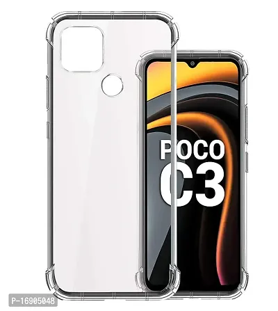 RRTBZ Transparent Soft Silicone TPU Flexible Back Cover Compatible for Xiaomi Poco C3 with Earphone and Screen Guard-thumb3