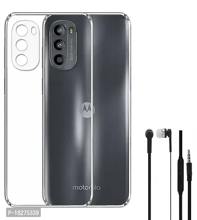 RRTBZ Transparent Soft Silicone TPU Flexible Back Cover Compatible for Motorola Moto G52 with Earphone