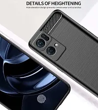 RRTBZ Carbon Fiber Hybrid Armor Shockproof TPU Back Case Cover for Oppo Reno7 Pro 5G / Reno 7 Pro -Black-thumb2