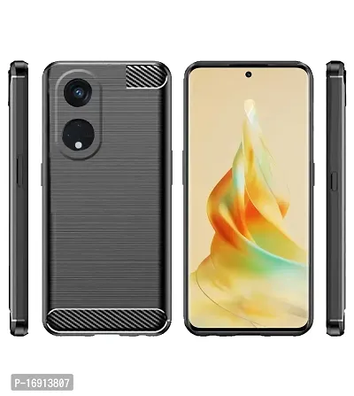 RRTBZ Soft Silicon Armor Back Case Cover Compatible for Reno 8T / Reno8 T 5G (Carbon Armor)