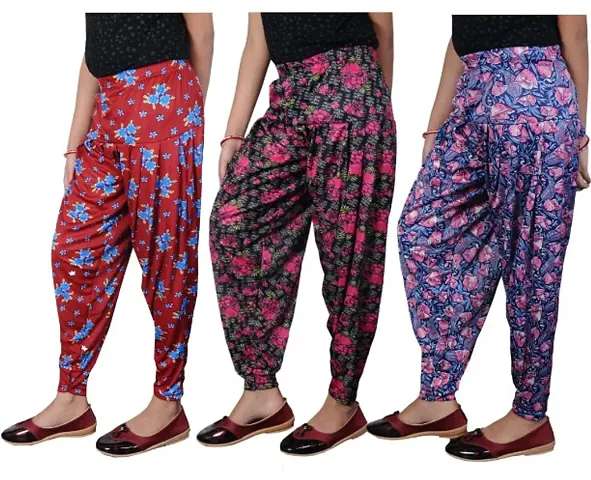 Kids Girls Printed Patiyala Pant Pack of 3